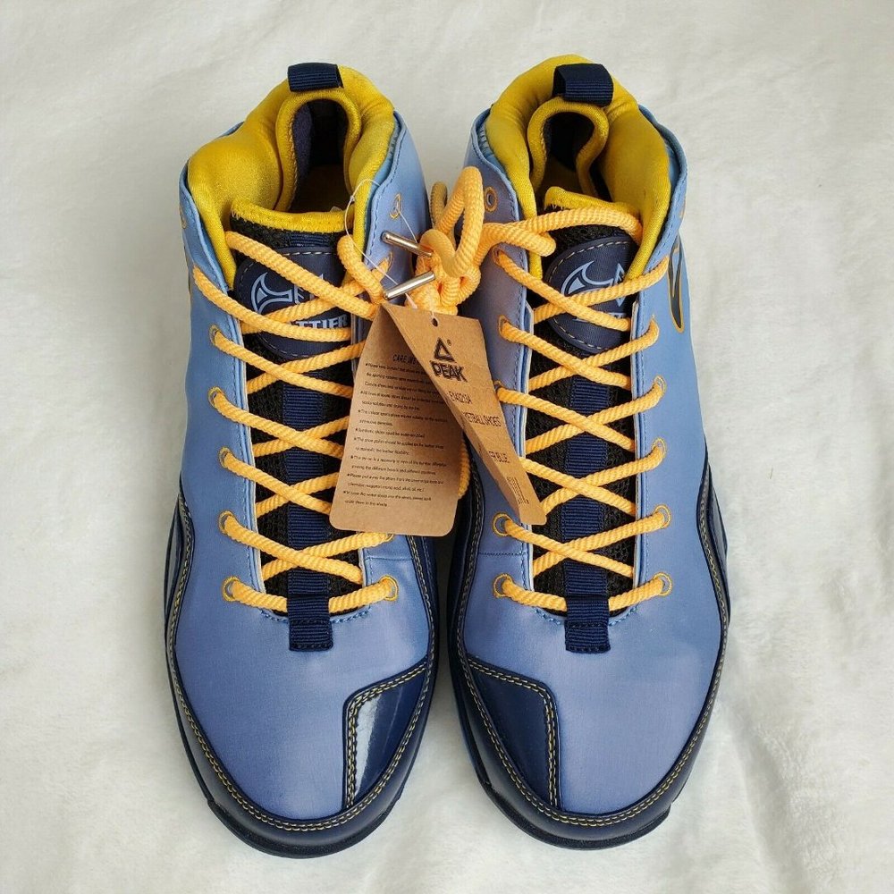 Peak Sport Men's Blue Yellow Lace Up Basketball